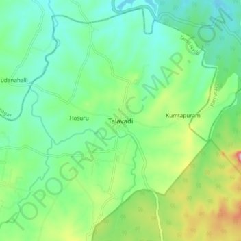 Mapa topográfico Talavadi, altitud, relieve