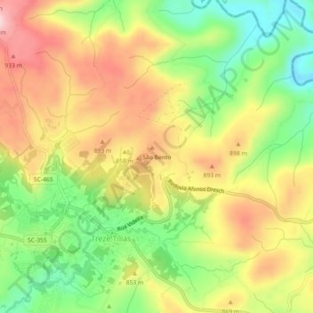 Mapa topográfico São Bento, altitud, relieve