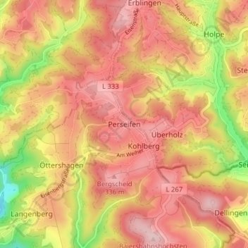 Mapa topográfico Perseifen, altitud, relieve
