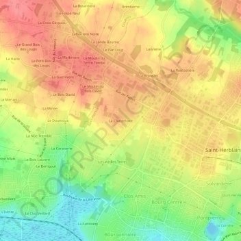 Mapa topográfico La Chasseloire, altitud, relieve