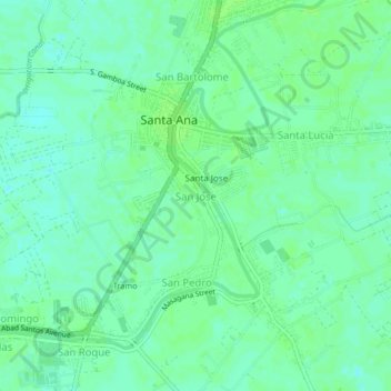 Mapa topográfico San Jose, altitud, relieve