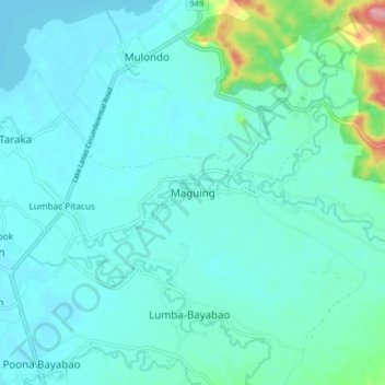Mapa topográfico Maguing, altitud, relieve