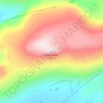 Mapa topográfico Tverrfjellet, altitud, relieve