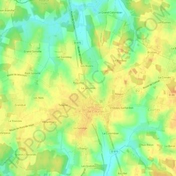 Mapa topográfico La Servette, altitud, relieve