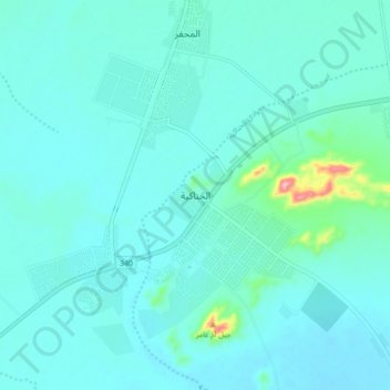 Mapa topográfico Al Hanakiyah, altitud, relieve