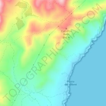 Mapa topográfico Despoblat d'Irta, altitud, relieve