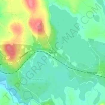 Mapa topográfico Asunta, altitud, relieve