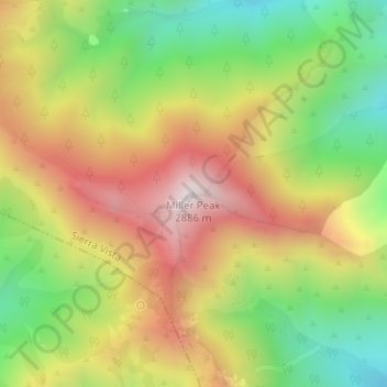 Mapa topográfico Miller Peak, altitud, relieve