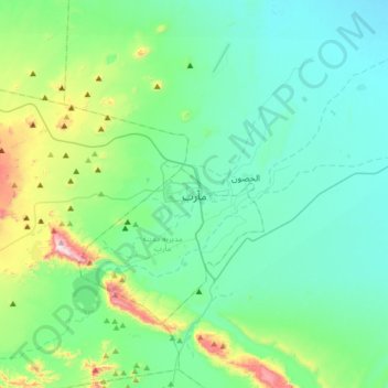 Mapa topográfico مأرب, altitud, relieve