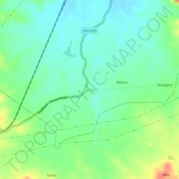 Mapa topográfico Tunia, altitud, relieve