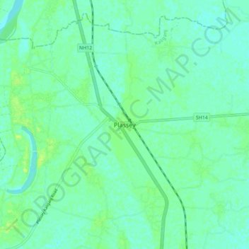 Mapa topográfico Palashi, altitud, relieve