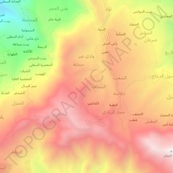 Mapa topográfico Al Mafraq, altitud, relieve