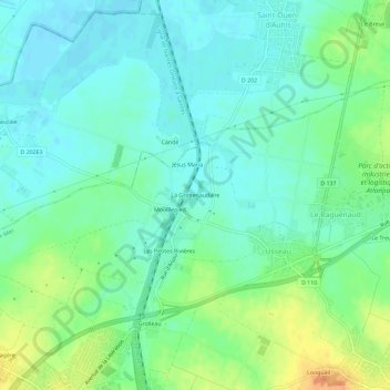 Mapa topográfico La Grimenaudière, altitud, relieve