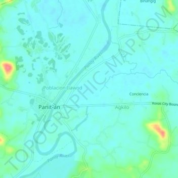 Mapa topográfico Tabuc Norte, altitud, relieve