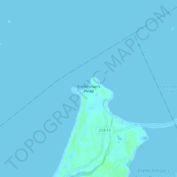 Mapa topográfico Frenchman's Head, altitud, relieve
