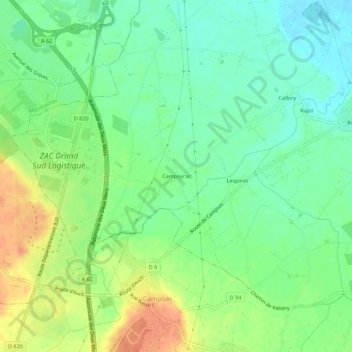 Mapa topográfico Campayrac, altitud, relieve