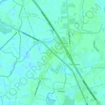 Mapa topográfico Santo Domingo, altitud, relieve