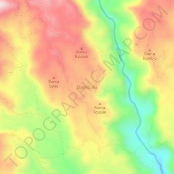 Mapa topográfico Bambalu, altitud, relieve