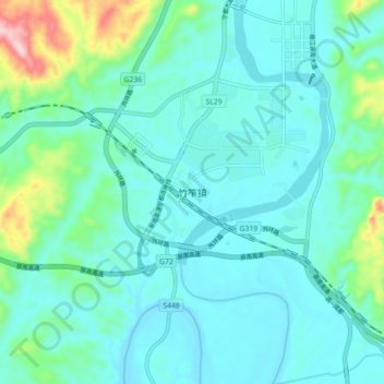 Mapa topográfico Zhuzuo, altitud, relieve