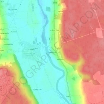 Mapa topográfico Bas Villiers, altitud, relieve