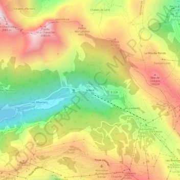 Mapa topográfico Ardent, altitud, relieve