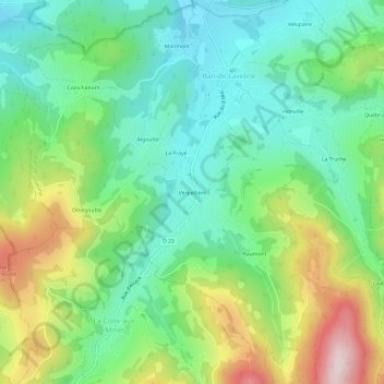 Mapa topográfico Verpellière, altitud, relieve