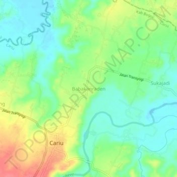 Mapa topográfico Babakanraden, altitud, relieve