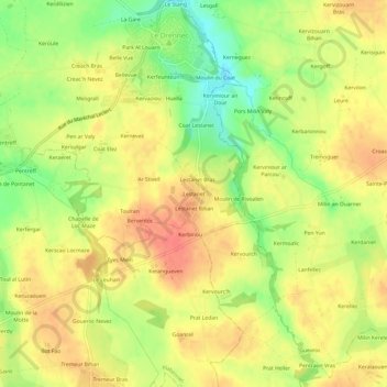 Mapa topográfico Lestanet, altitud, relieve