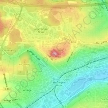 Mapa topográfico Wallberg, altitud, relieve