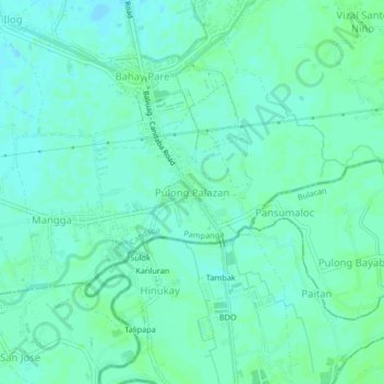 Mapa topográfico Pulong Palazan, altitud, relieve