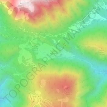 Mapa topográfico Peguera, altitud, relieve