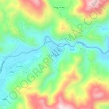 Mapa topográfico Cangalli, altitud, relieve