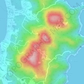 Mapa topográfico Tanote Peak, altitud, relieve