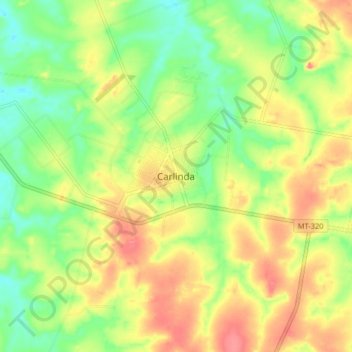Mapa topográfico Carlinda, altitud, relieve