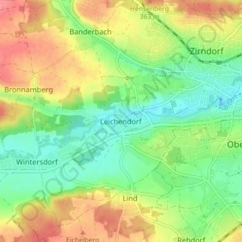 Mapa topográfico Leichendorf, altitud, relieve