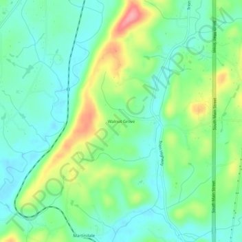 Mapa topográfico Walnut Grove, altitud, relieve