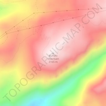 Mapa topográfico Buffalo Mountain, altitud, relieve