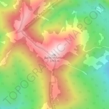 Mapa topográfico Baldy Mountain, altitud, relieve