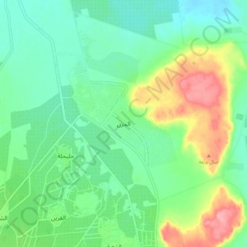 Mapa topográfico Al Jarn, altitud, relieve