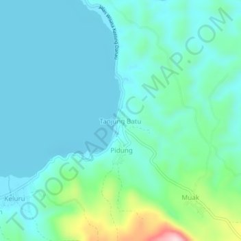 Mapa topográfico Tanjung Batu, altitud, relieve