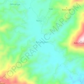 Mapa topográfico Batu Papan, altitud, relieve