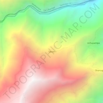 Mapa topográfico Sauce, altitud, relieve