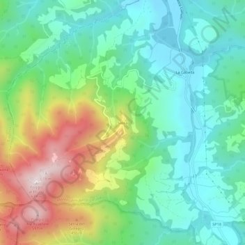 Mapa topográfico Sassa, altitud, relieve