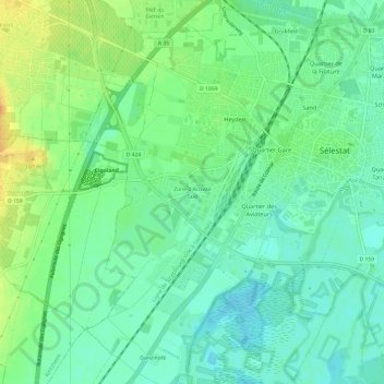 Mapa topográfico Zone d'Activité Sud, altitud, relieve