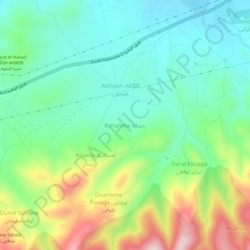 Mapa topográfico Rehamna رحمانة, altitud, relieve
