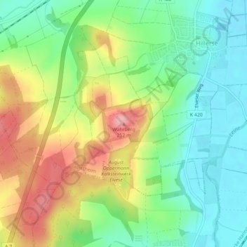 Mapa topográfico Wahrberg, altitud, relieve