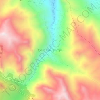 Mapa topográfico Ayash Huaripampa, altitud, relieve