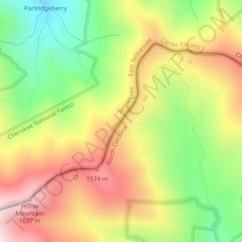 Mapa topográfico Buckeye Gap, altitud, relieve