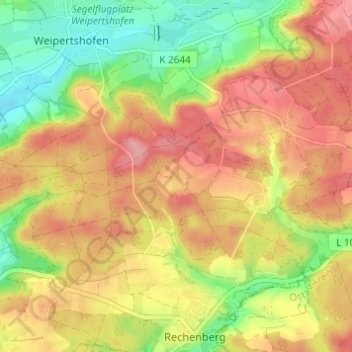 Mapa topográfico Kreßbronn, altitud, relieve
