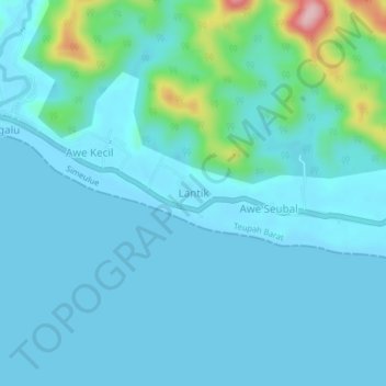 Mapa topográfico Lantik, altitud, relieve